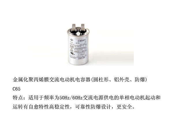 金屬化聚丙烯膜交流電動機(jī)電容器